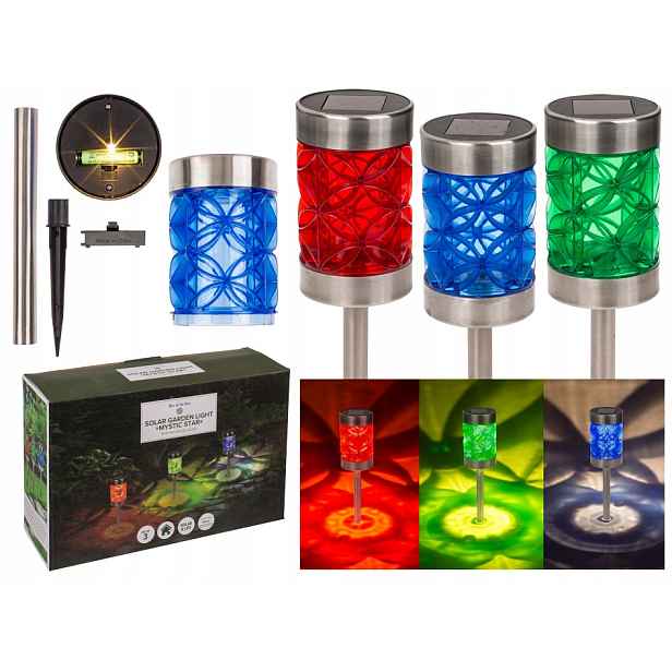 Solární lampa zahradní Led sloupek 3 kusy