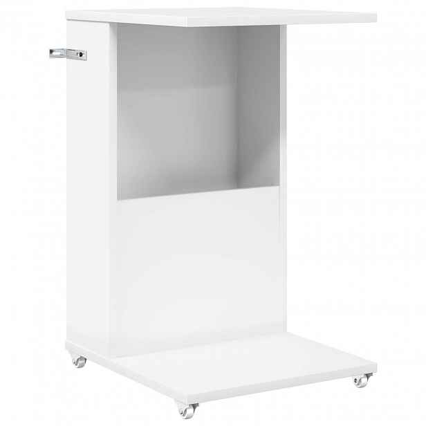 vidaXL Boční stůl s kolem Bílá 40 x 35 x 60 cm Kompozitní dřevo