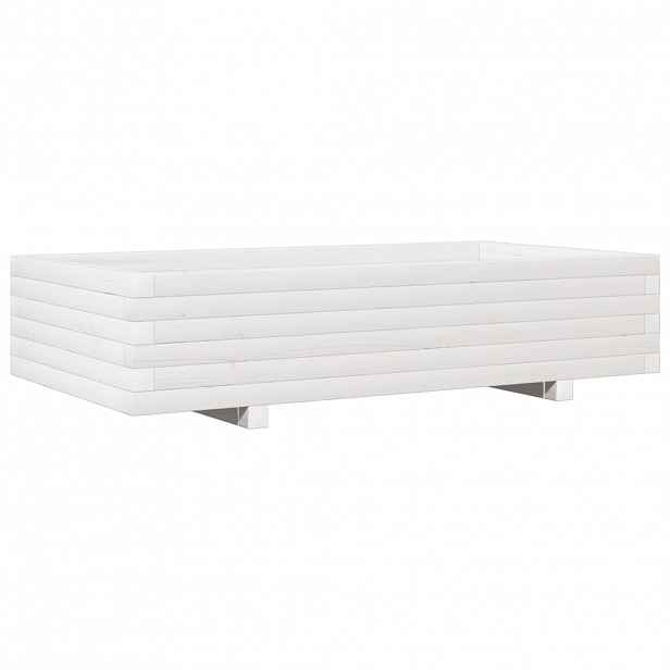 vidaXL Zahradní truhlík bílý 110 x 60 x 26,5 cm masivní borovice