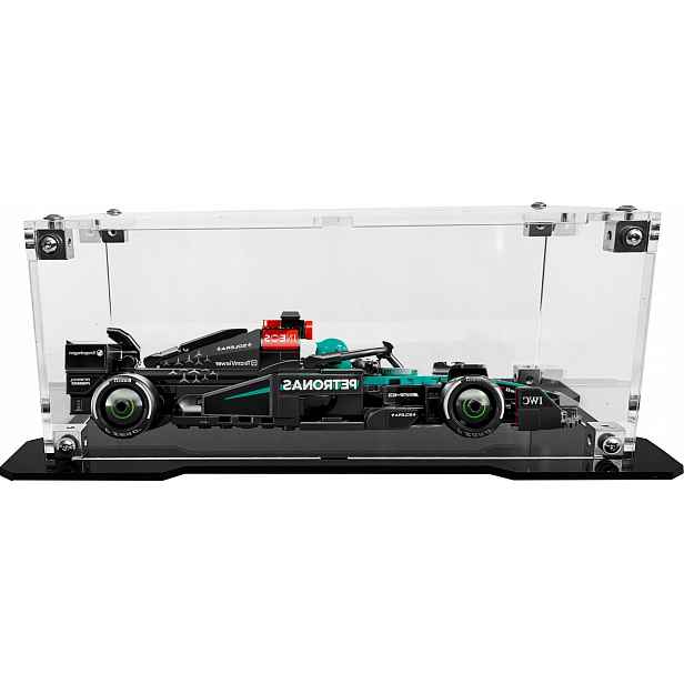 Vitrína s černou základnou pro stavebnici Lego 77244 Formule F1 Mercedes-AMG W15