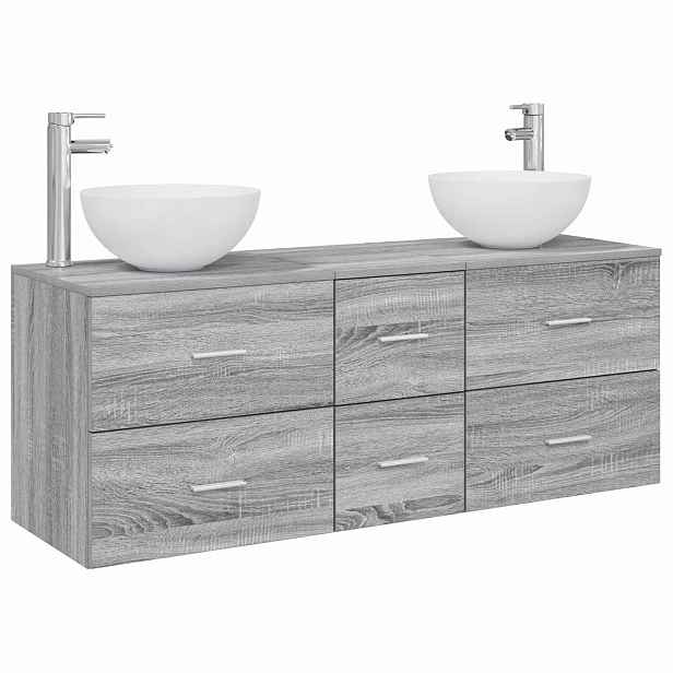vidaXL Sada koupelnových skříněk 3 ks Šedý Sonoma 49,5 x 41 x 64,5 cm