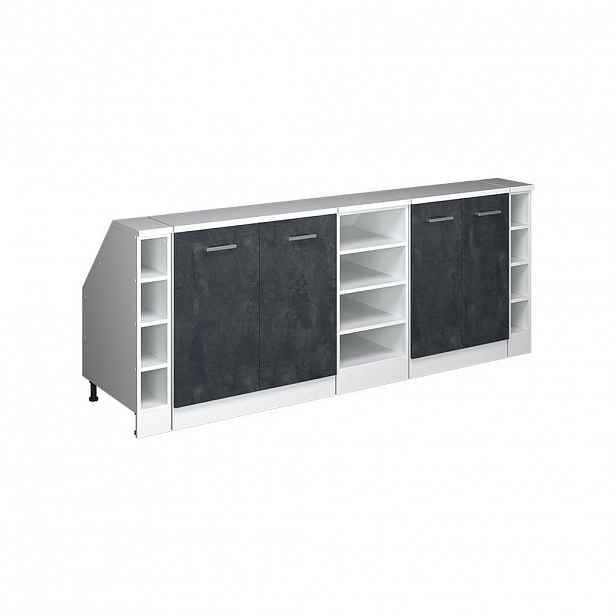 Vicco KUCHYŇSKÁ SKŘÍŇKA POD ŠIKMOU STŘECHU R-Line Černý beton 210 cm Sada 5 korpusů skříně hloubka 60 cm