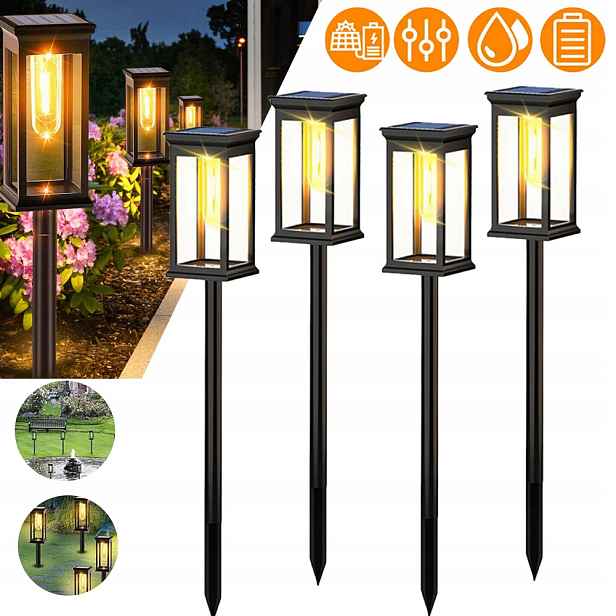 4x Solární lampy do zahrady, Solární Led lampy, Zahradní dekorace na terasu