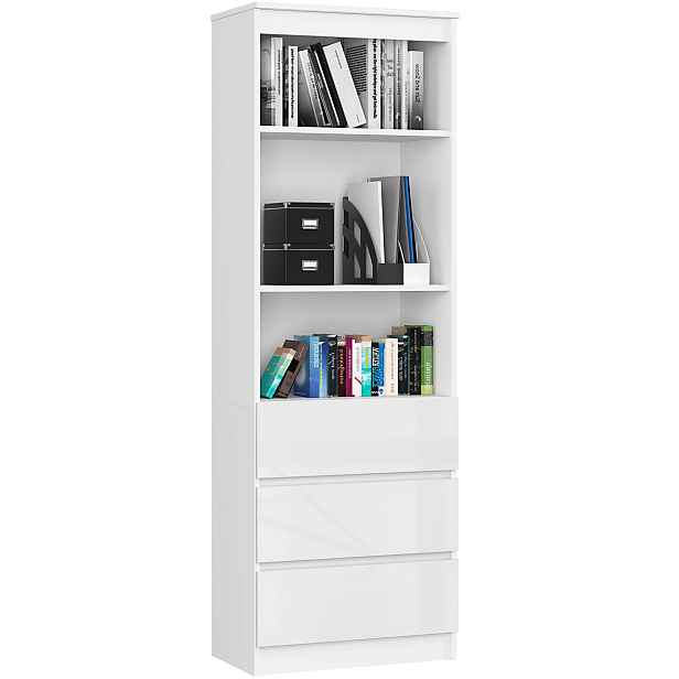 Ak furniture Knihovna Star 60 cm bílý mat/bílý lesk