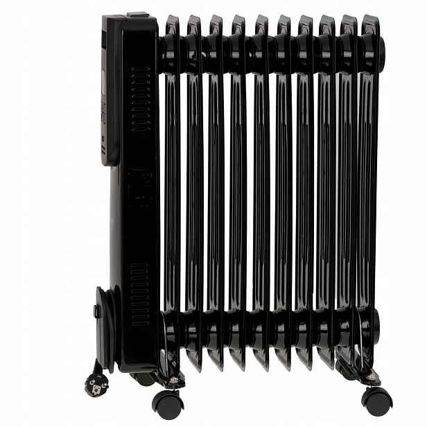 Černý olejový radiátor 2500W Termostat Dálkové ovládání Led Displej 11 žeber