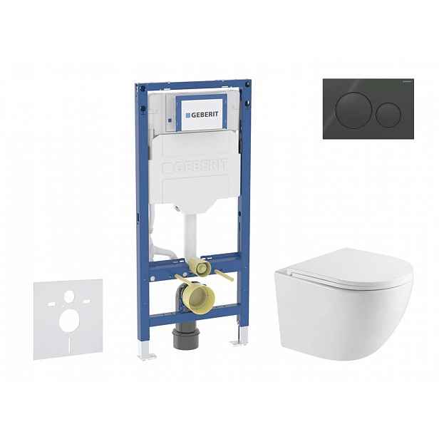 Geberit Duofix - Set předstěnové instalace, klozetu Oudee a sedátka softclose, tlačítko Sigma20, černá lesk/černá mat SANI11CA5159