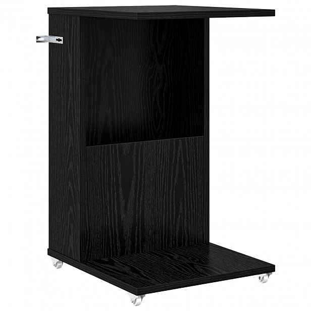 vidaXL Boční stůl s kolem Černý dub 40 x 35 x 60 cm Kompozitní dřevo