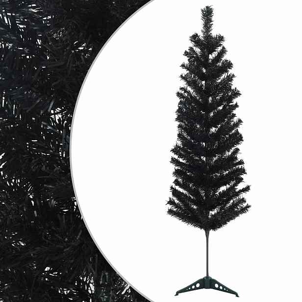 vidaXL Umělý štíhlý vánoční strom 120 cm PVC a ocel Černá