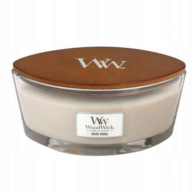 Vonná svíčka sójová Wood Smoke Woodwick Velká lůžková Elipsa 453,6 g Unikát