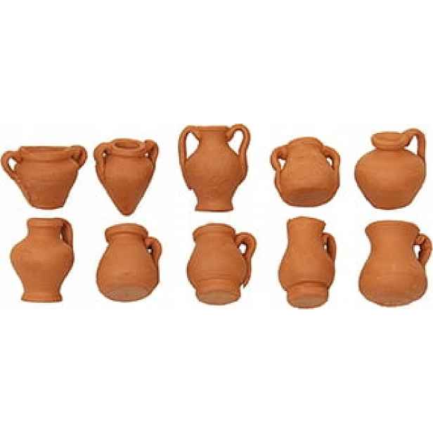10 hliněných džbánů – výška až 1,8 cm pro postavy 7 – 9 Cm