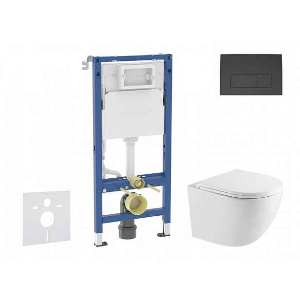 Geberit Duofix - Set předstěnové instalace, klozetu Oudee a sedátka softclose, tlačítko Delta50, matná černá SANI11CA5160