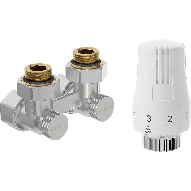 Mexen G01 Termostatická Dvoutrubková Sada DN50 Rohová 1/2"x16 MM Nikl