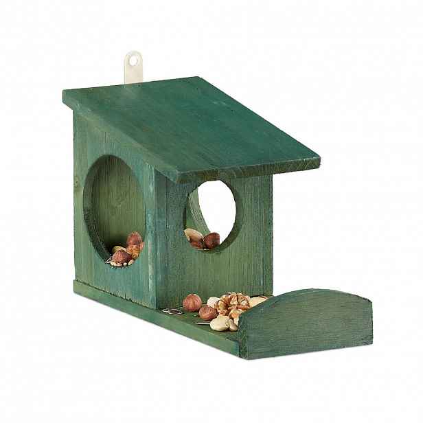 Relaxdays KRMÍTKO Tmavě zelené pro veverky 25 cm