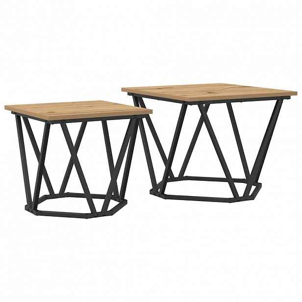 vidaXL Sada odkládacích stolků 2 ks Artisanový dub 50 x 50 x 40 cm