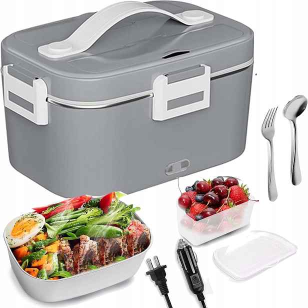 Elektrický Obědový Box 1.8 L Do Auta, Vyhřívaný, Obědový, Šedý