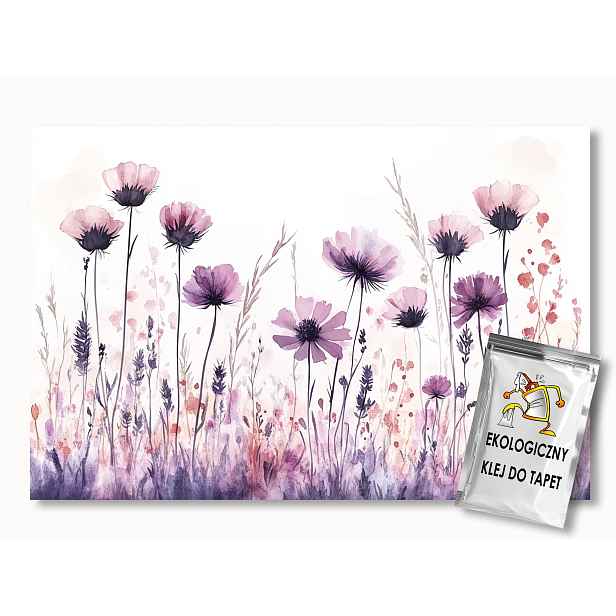 Fototapeta Flizelina Akvarel Louka Zahrada Fialové Květy 208x146 130g