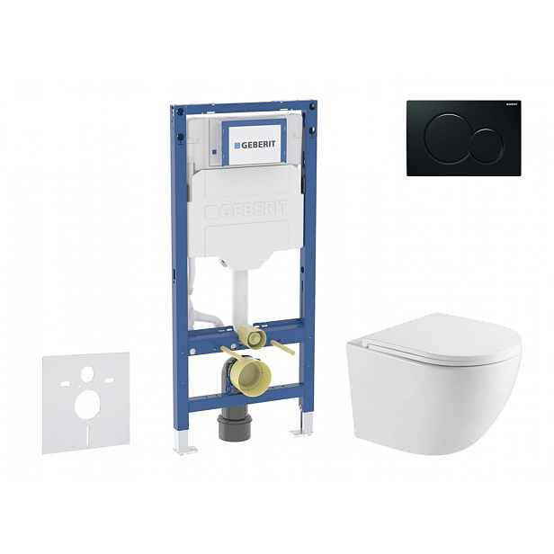 Geberit Duofix - Set předstěnové instalace, klozetu Oudee a sedátka softclose, tlačítko Sigma01, černá SANI11CA5161