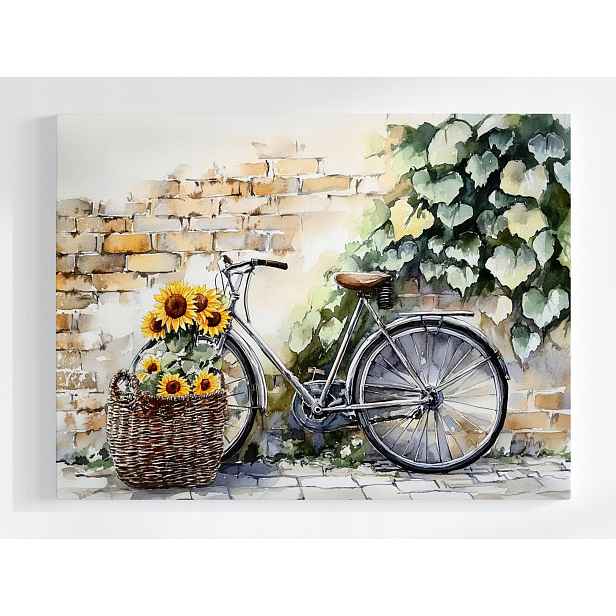 Plakát Staré Kolo Květiny Slunečnice Zeď Vintage 100x75