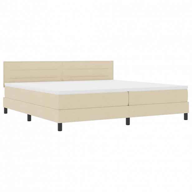 vidaXL Postel s boxspringem s LED pásky Krémová 200 x 200 cm textil