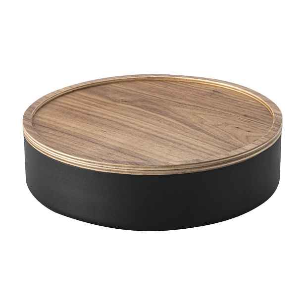 Černý kovový úložný box s víkem ø 22x6 cm Rin – YAMAZAKI