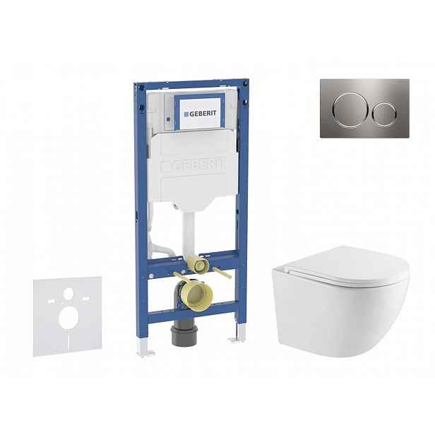 Geberit Duofix - Set předstěnové instalace, klozetu Oudee a sedátka softclose, tlačítko Sigma20, nerez SANI11CA6170