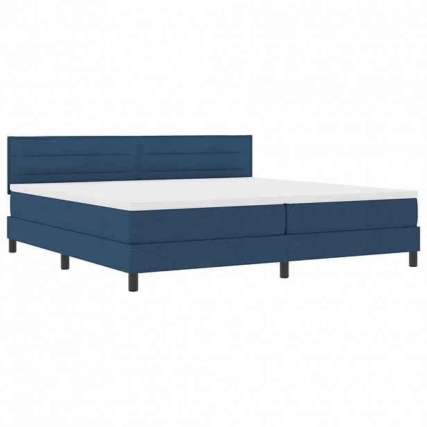 vidaXL Postel s boxspringem s matrací s LED Modrá 200 x 200 cm textil