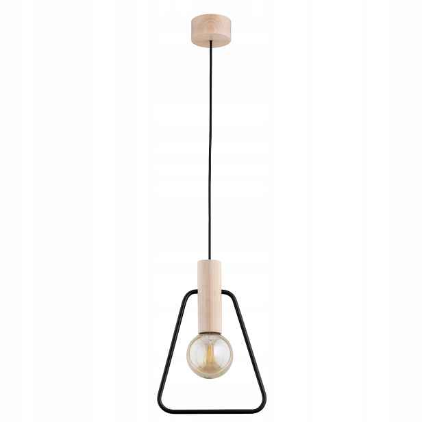 Alfa závěsná lampa Loft dřevěná trapézová černá 1xE27 15W