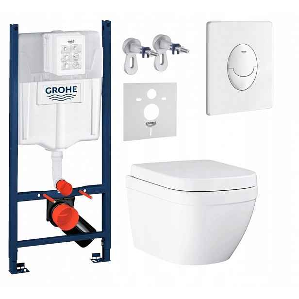 Podomítkový Wc set Stelaz s Wc mísou Grohe Euro Ceramic Tlačítko