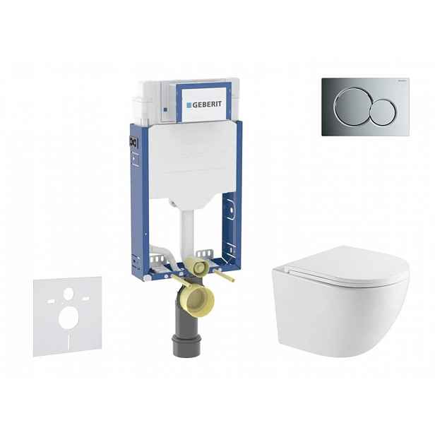 Geberit Kombifix - Set předstěnové instalace, klozetu Oudee a sedátka softclose, tlačítko Sigma01, lesklý chrom SANI15CA1138