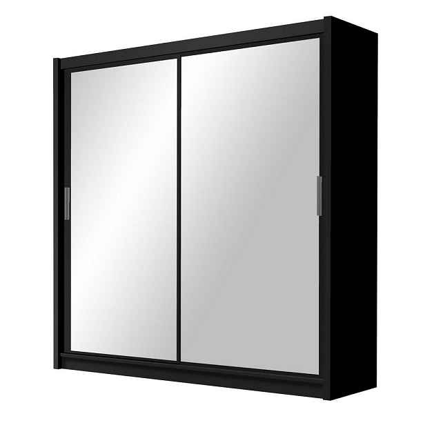 MASSENO ŠATNÍ SKŘÍŇ S POSUVNÝMI DVEŘMI NAMI, 120/215/61 cm 2dveřová se zrcadlem, černá