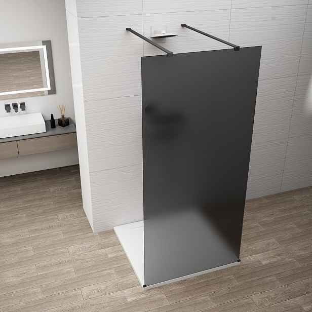 Polysan ESCA BLACK MATT jednodílná sprchová zástěna do prostoru, kouřové matné sklo, 1500 mm