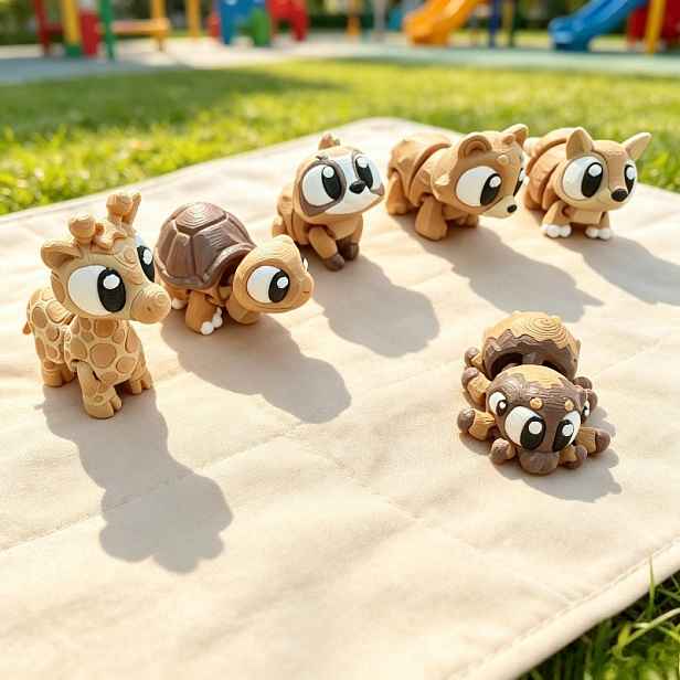 TEMU Kinetické mini figurky zvířat, roztomilé 3D tištěné kloubové hračky zvířat, sběratelské malé figurky zvířat, stolní ozdoba, dárek pro děti