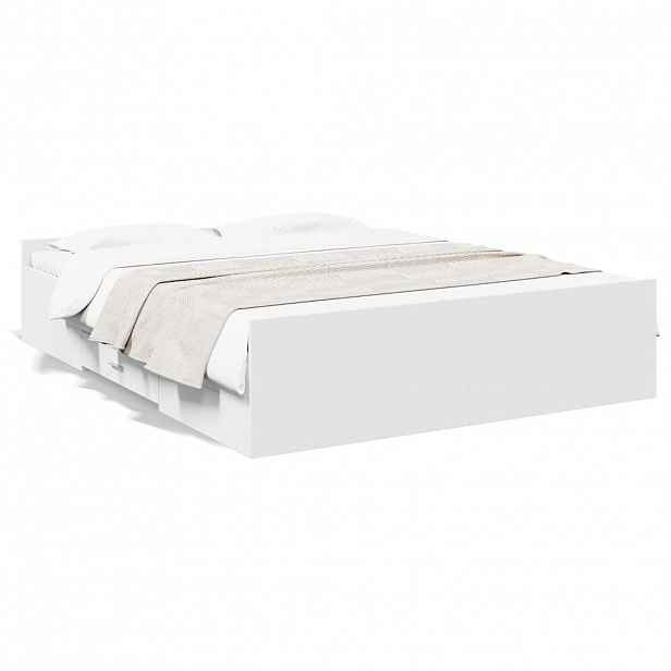vidaXL Rám postele se zásuvkami bílý 150 x 200 cm kompozitní dřevo