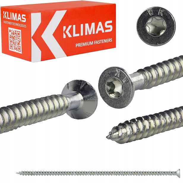 Tesařské vruty 8x280 mm 50 ks torx s plným kuželovým závitem Klimas Wkfs