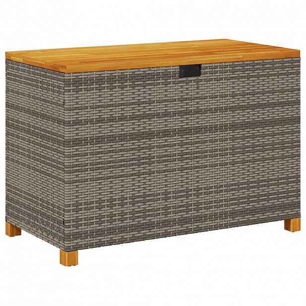 vidaXL Zahradní úložný box šedý 110x55x63 cm polyratan akáciové dřevo