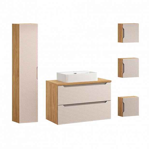 Petits-meubles KOUPELNOVÝ NÁBYTEK 90cm Mallory 2er-Set Béžová a dřevo