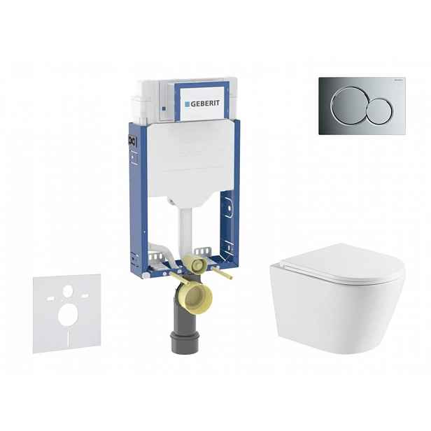 Geberit Kombifix - Set předstěnové instalace, klozetu Nefia a sedátka softclose, tlačítko Sigma01, lesklý chrom SANI15CA1140