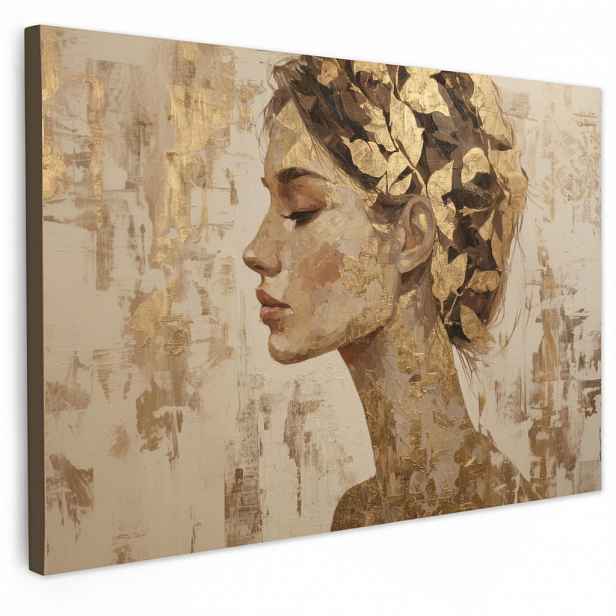 MuchoWow OBRAZ NA PLÁTNĚ Žena - Zlato - Abstraktní - Textura 120x80 cm