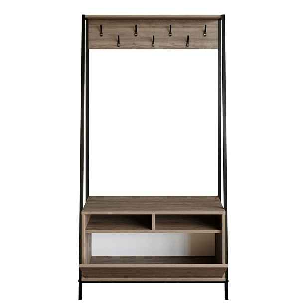 Věšák s botníkem Devin Walnut and Black