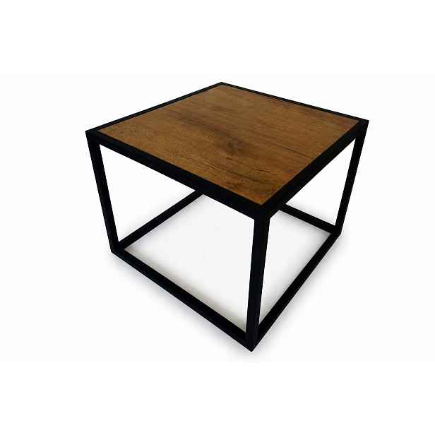 Kávový Stolek 40x40x40 loft Alu dub Výběr DESKY!!Zapuštěná deska!