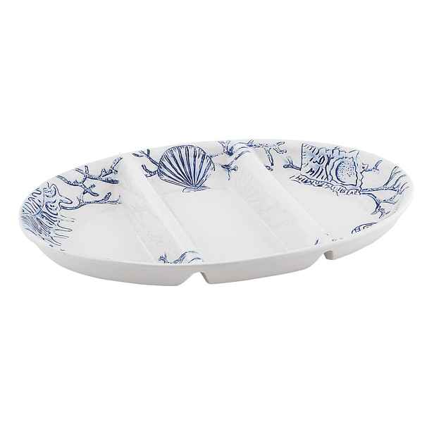 Modro-bílý servírovací talíř Villa Altachiara Maris, 41 x 29 cm