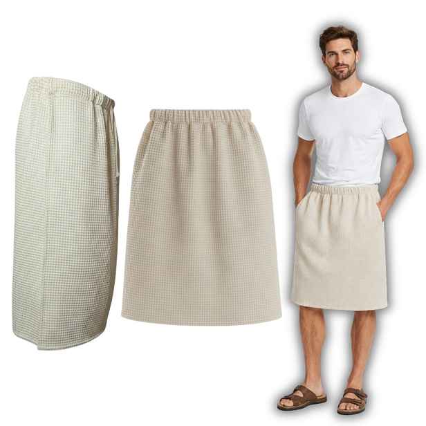 Pánský Saunový Kilt – Světle Béžový 100% Bavlna Pohodlí A Komfort