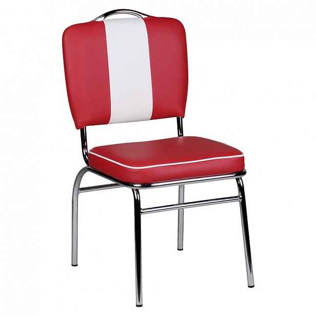 Retro Židle Elivis Bílá/červená
