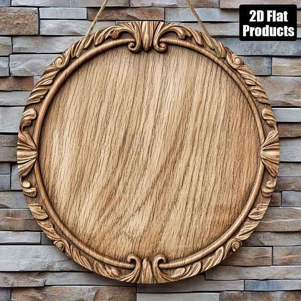 TEMU 2D Ploché, 2D Ploché - 2D Ploché Retro Styl Kulaté Dřevěné Nástěnné Umění - 20,32 x 20,32 cm Retro Dřevěná Dekorace s Dekorativním Rámem, Vhodné