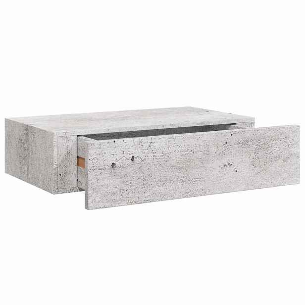 vidaXL Nástěnná police se zásuvkou betonově šedá 40 x 23,5 x 10 cm MDF