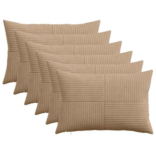 vidaXL Povlak na polštář 6 ks ALMELO Hnědá 30 x 50 cm manšestr