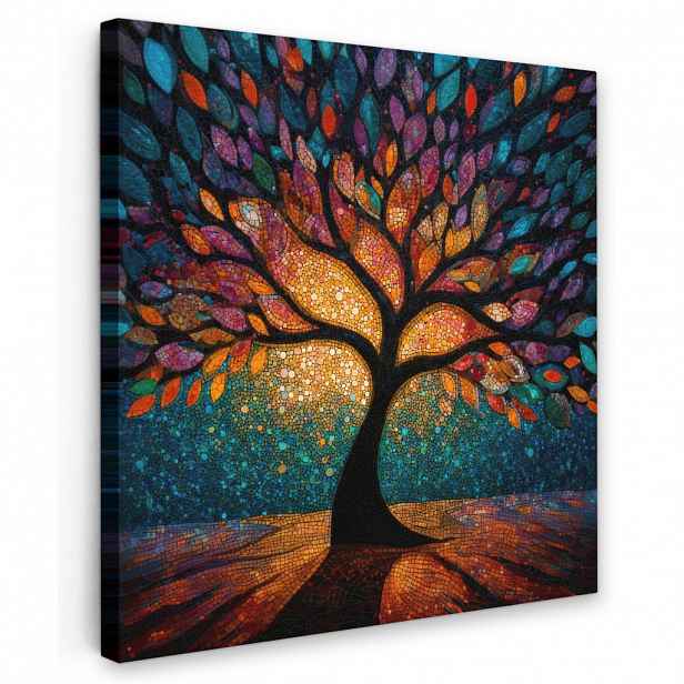 MuchoWow OBRAZ NA PLÁTNĚ Mozaika - barevné - strom - větve 20x20 cm