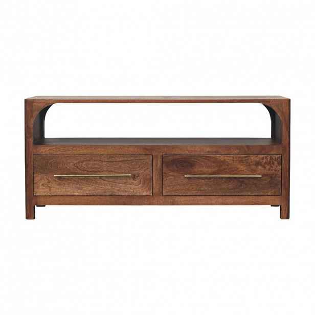 Artisan Furniture NOČNÍ STOLEK s povrchovou úpravou sametová mokka, 1 zásuvka, 2 otevřené police, tmavě hnědý