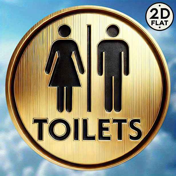 TEMU 2D plochý, 8x8 kruhový dřevěný toaletní štítek pro genderově neutrální koupelnu, vhodný do interiéru i exteriéru – domácnosti, kanceláře a