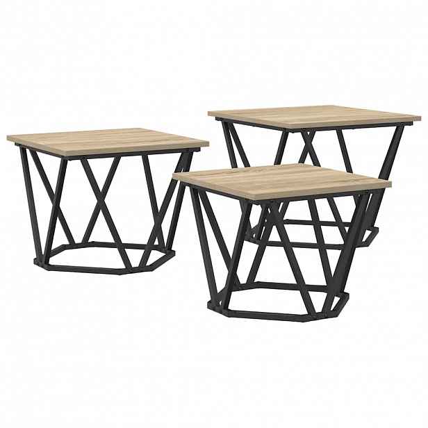 vidaXL Konferenční stolek 3 ks Sonoma dub 50 x 50 x 40 cm